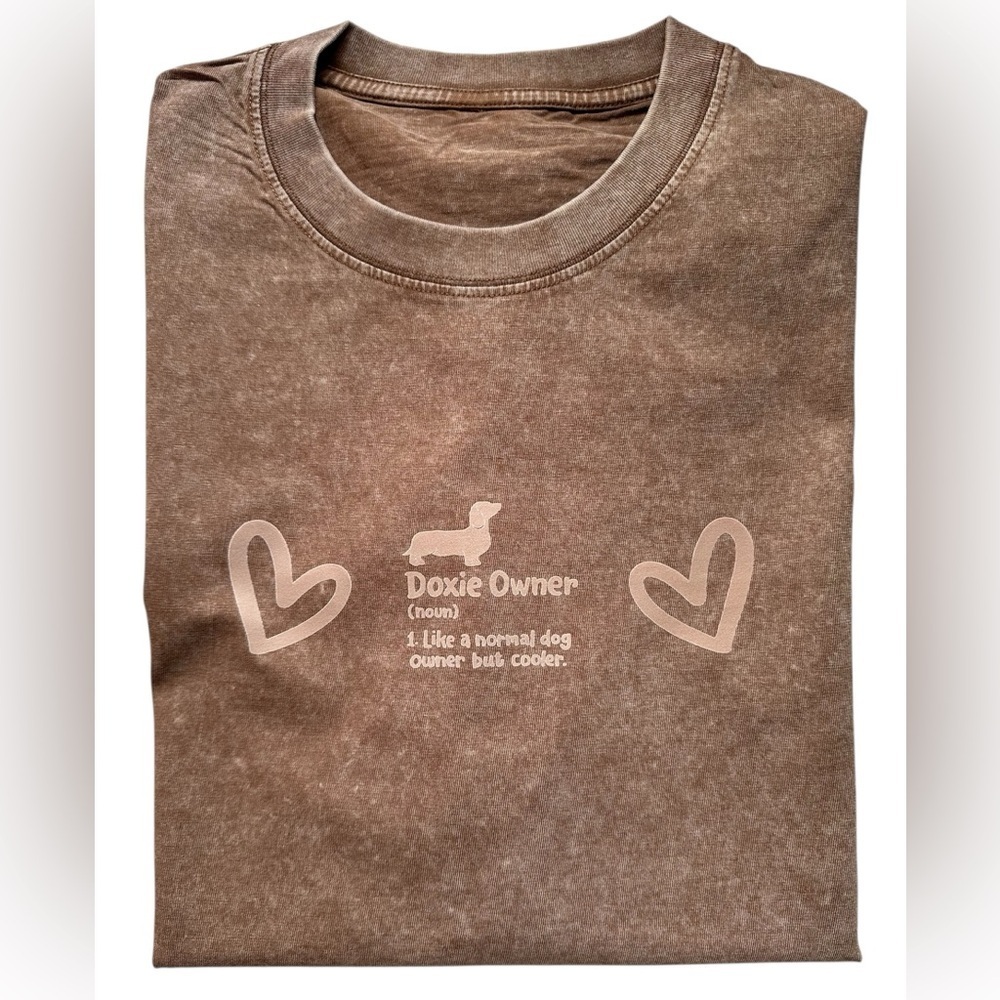 NEW Oversized Vintage Brown Doxie Owner Graphic T-Shirt